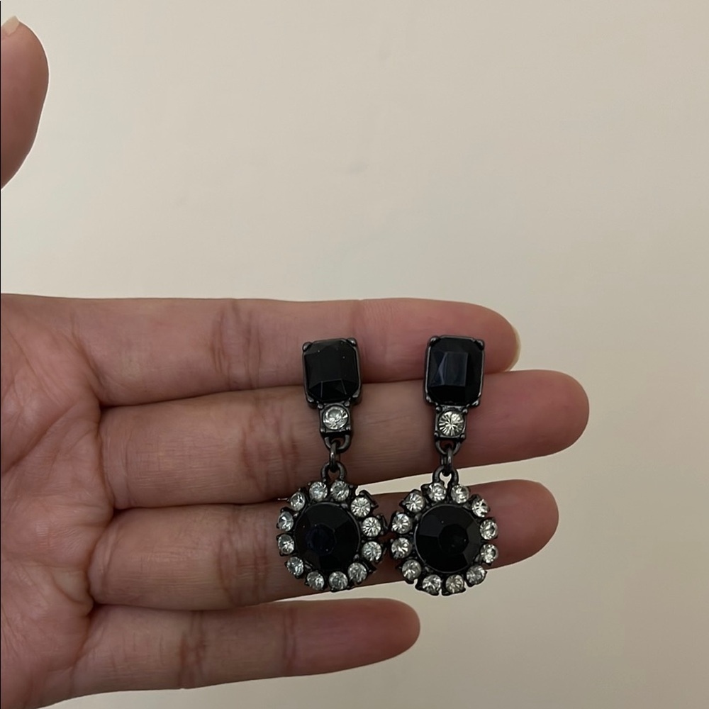 Elegant Black and Silver Drop Earrings